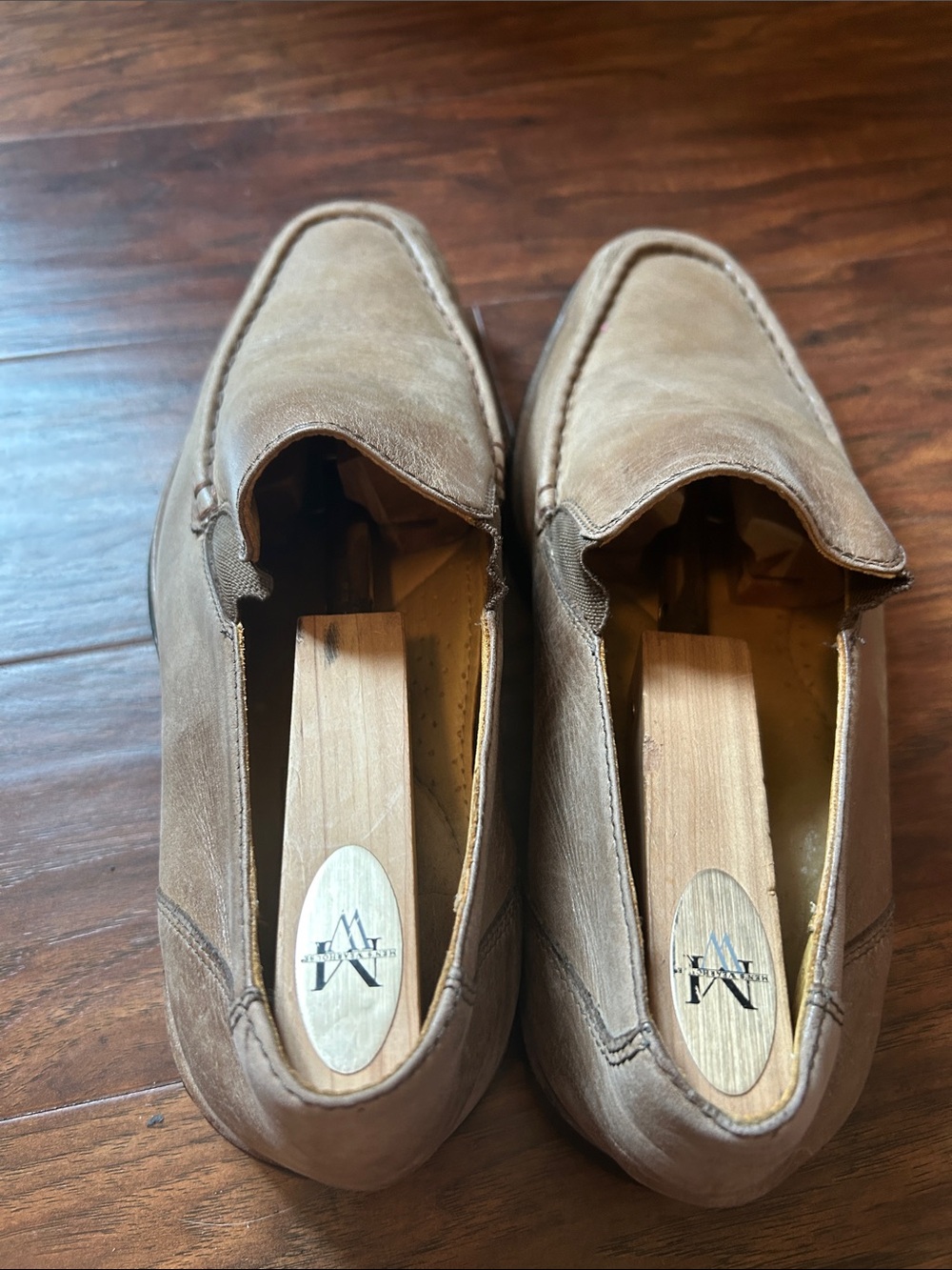 Sandro Men's Light Brown Leather Slip-On Loafers